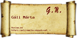 Gáli Márta névjegykártya